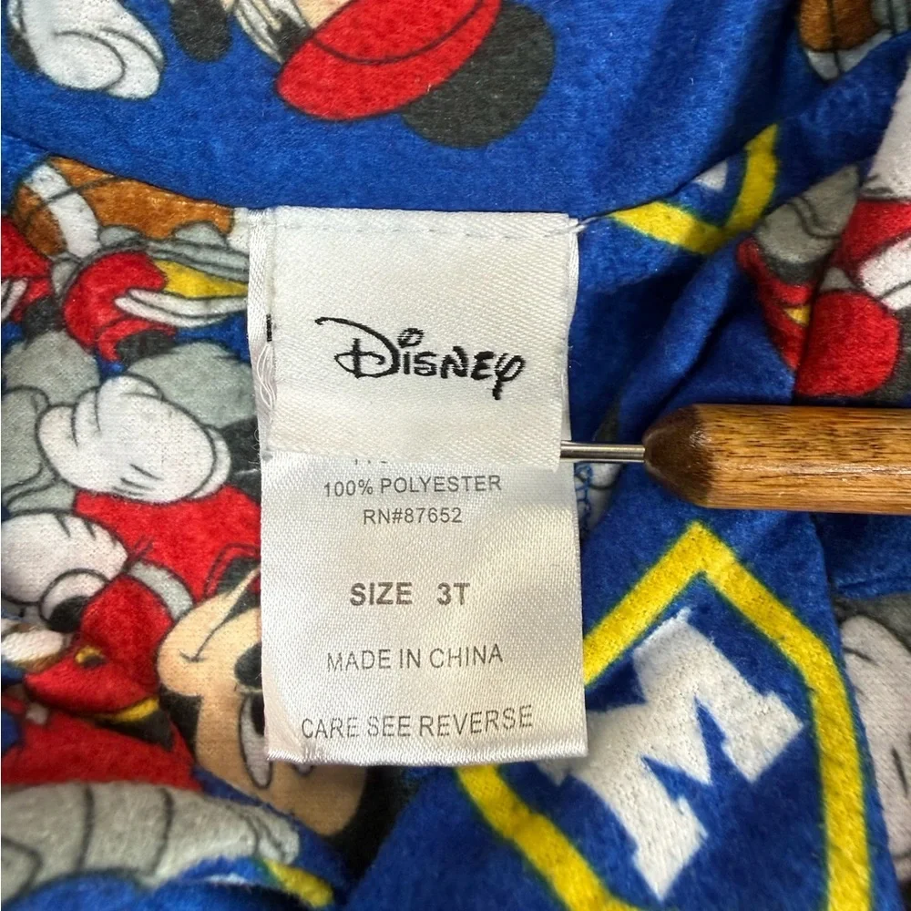 DISNEY‎ Boys Mickey Mouse Football Fleece Pajama Set 3T Character Loungewear